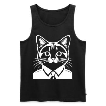 Lustige Katzensilhouette Freche Spaßkatzen - Männer Premium Bio Tank Top - Schwarz - Vorne - Michal (187cm)