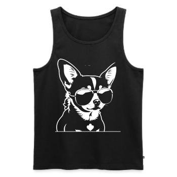 Chihuahua drôle portant des lunettes de soleil Chihuahuas - Débardeur bio Premium Homme - noir - Devant - Michal (187cm)