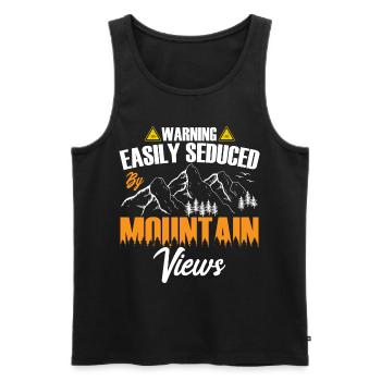 Warning: Easily Seduced by Mountain Views. - Men's Premium Organic Tank Top - black - Front - AI Model Male 178 light (178cm)