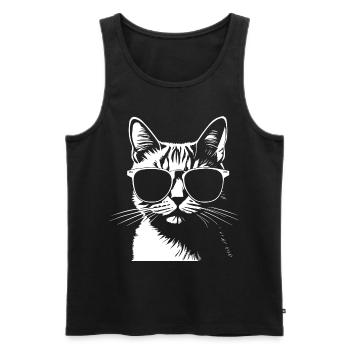 Lustige Katze mit Sonnenbrille Kätzchen Sonnenbrille Katzen - Männer Premium Bio Tank Top - Schwarz - Vorne - AI Model Male 178 light (178cm)