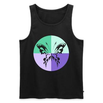 Schmetterling Quartett Grün Lila - Männer Premium Bio Tank Top - Schwarz - Vorne - AI Model Male 178 light (178cm)