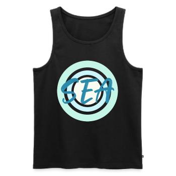 Meeresblau - Männer Premium Bio Tank Top - Schwarz - Vorne - AI Model Male 178 light (178cm)