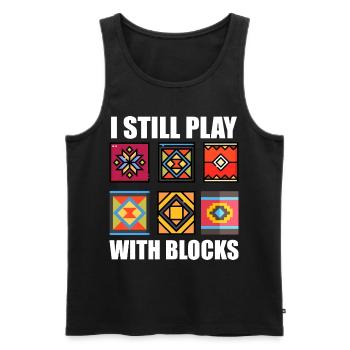 Funny Quilting I Still Play With Blocks Quilt - Débardeur bio Premium Homme - noir - Devant - Michal (187cm)