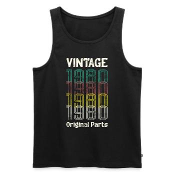 Vintage 1980 Original Parts. 80 Birthday Retro J - Men's Premium Organic Tank Top - black - Front - Michal (187cm)