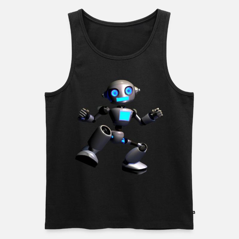 Lustiger Tanzender Roboter in 3D - Männer Premium Bio Tank Top - Schwarz