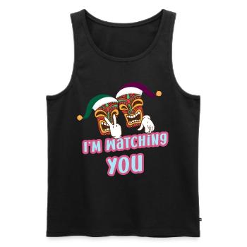 I'm Watching You Weihnachten im Juli Surfender Wei - Männer Premium Bio Tank Top - Schwarz - Vorne - AI Model Male 178 light (178cm)