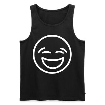 Emoji sketch rire blanc - Débardeur bio Premium Homme - noir - Devant - Michal (187cm)