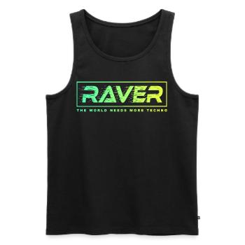 Raver Techno Rave Festival Electro Music - Débardeur bio Premium Homme - noir - Devant - AI Model Male 178 light (178cm)