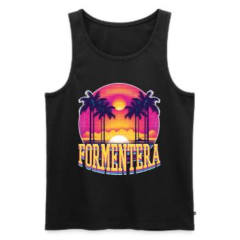 Formentera Sommer Sonne Strand Meer Palmen Urlaub - Männer Premium Bio Tank Top - Schwarz - Vorne - Michal (187cm)