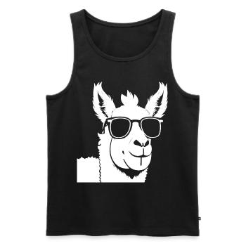 Funny Llama Wearing Sunglasses Cool Llamas - Men's Premium Organic Tank Top - black - Front - AI Model Male 178 light (178cm)