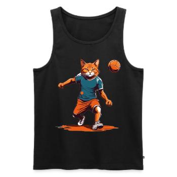 Chat de handball Style streetwear iconique - Débardeur bio Premium Homme - noir - Devant - Michal (187cm)