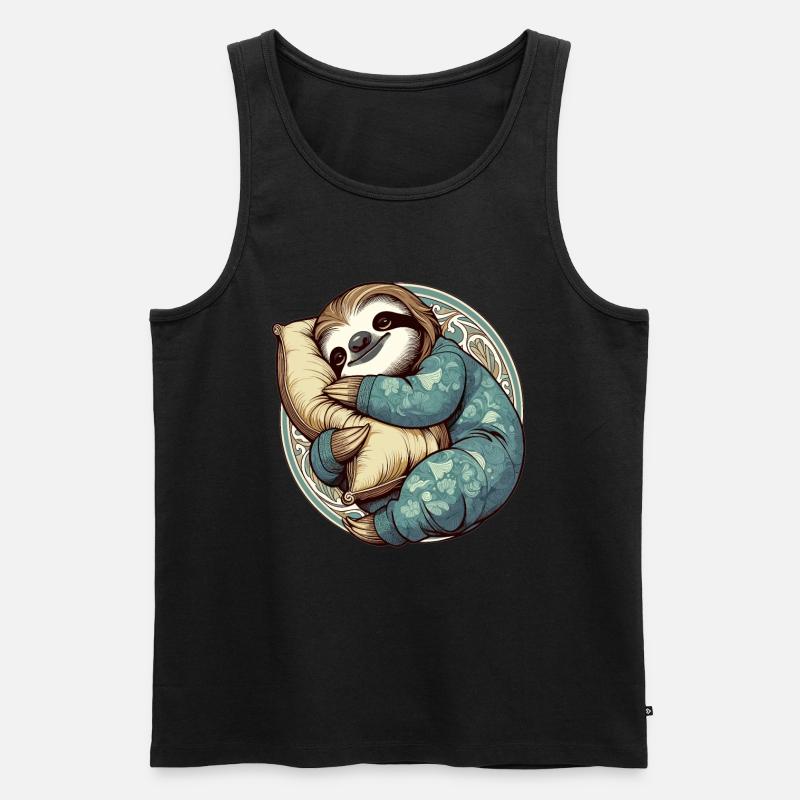 Sloth Sleeping Passion Gift - Men's Premium Organic Tank Top - black