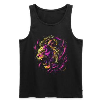 Lion Colorful Lion Head Neon Colorful Predator Art - Men's Premium Organic Tank Top - black - Front - AI Model Male 178 light (178cm)
