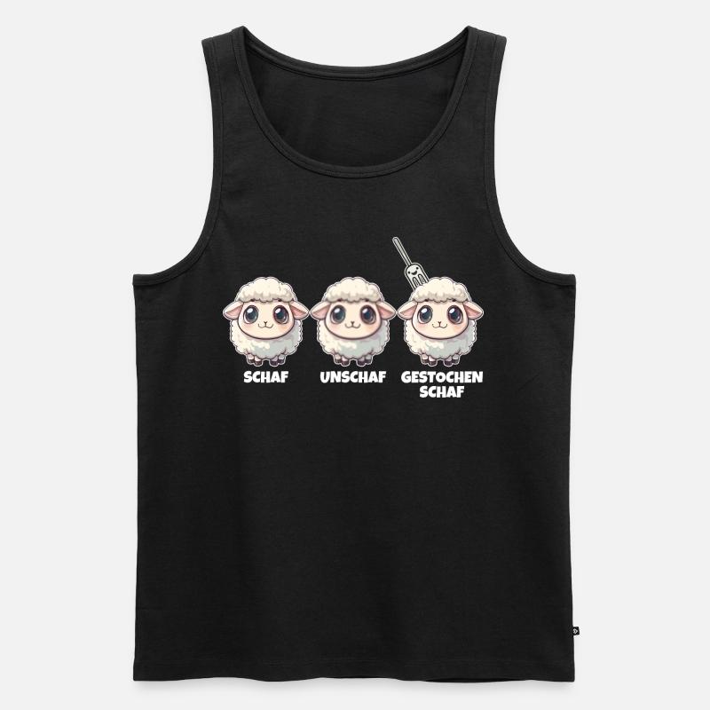 Schaf Unschaf gestochen Schaf - Männer Premium Bio Tank Top - Schwarz