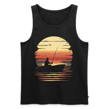 bateau de pêche pêche coucher de soleil vintage - Débardeur bio Premium Homme - noir - Devant - AI Model Male 178 light (178cm)