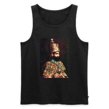 Haile Selassie Emperor of Ethiopia Jah Rastafari - Débardeur bio Premium Homme - noir - Devant - AI Model Male 178 light (178cm)