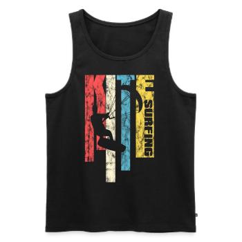 Kite surfing retro washed look surfer watersports - Men's Premium Organic Tank Top - black - Front - AI Model Male 178 light (178cm)