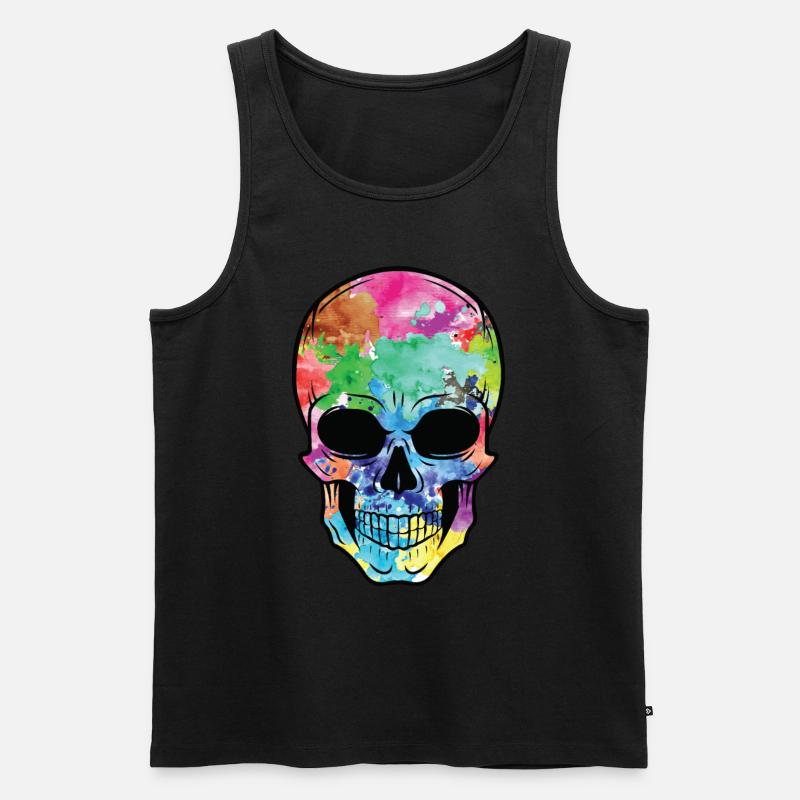 Bunter Totenkopf - Männer Premium Bio Tank Top - Schwarz