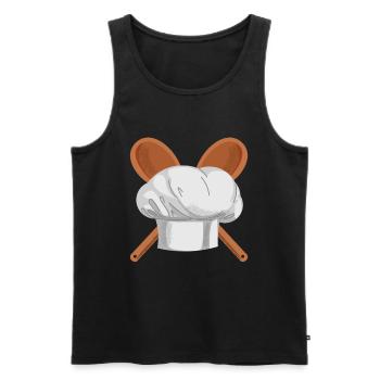 Cook - Chef's hat - Wooden cutlery - Men's Premium Organic Tank Top - black - Front - AI Model Male 178 light (178cm)