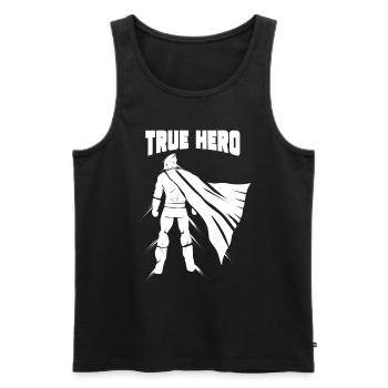 Held - Männer Premium Bio Tank Top - Schwarz - Vorne - AI Model Male 178 light (178cm)