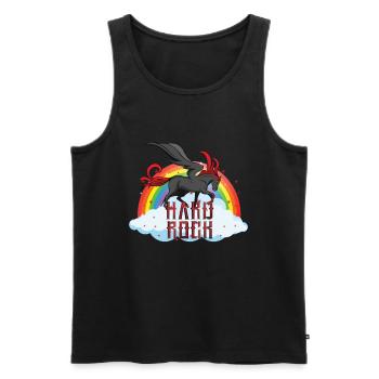 Funny Hard Rock Rainbow Unicorn - Men's Premium Organic Tank Top - black - Front - AI Model Male 178 light (178cm)