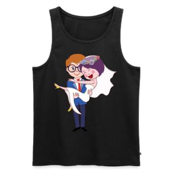 Hochzeit Ehepaar Heirat - Männer Premium Bio Tank Top - Schwarz - Vorne - Michal (187cm)