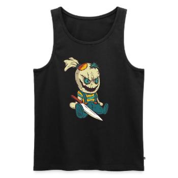 Poupée vaudou effrayant avec un couteau pour Halloween - Débardeur bio Premium Homme - noir - Devant - Michal (187cm)