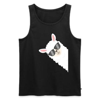 Alpaka Lama mit Sonnenbrille - Men's Premium Organic Tank Top - black - Front - Michal (187cm)