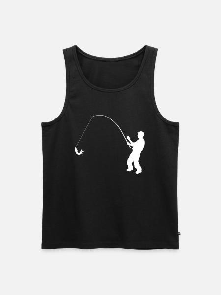 angler drillt hecht silhouette - Männer Premium Bio Tank Top - Schwarz