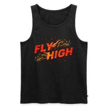 VOLER HAUT. La motivation. Polices en feu. - Débardeur bio Premium Homme - noir - Devant - AI Model Male 178 light (178cm)