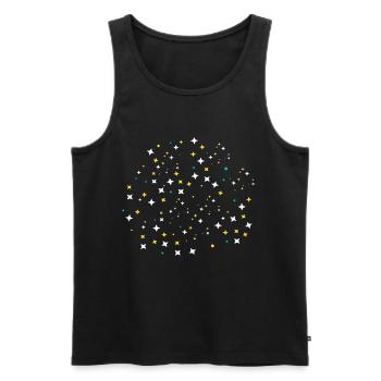 background stars blue white yellow - Men's Premium Organic Tank Top - black - Front - Michal (187cm)