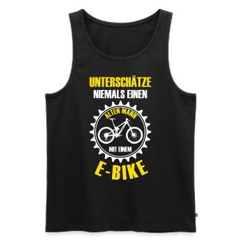 E Bike Alter Mann Opa Spruch - Männer Premium Bio Tank Top - Schwarz - Vorne - AI Model Male 178 light (178cm)