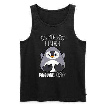 Pinguin Ich mag halt Pinguine Lustig - Männer Premium Bio Tank Top - Schwarz - Vorne - Michal (187cm)