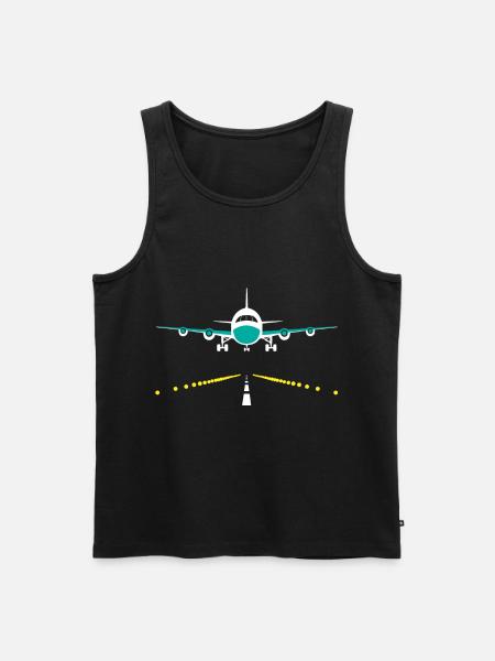 Plane lands, airport - Men's Premium Organic Tank Top - black