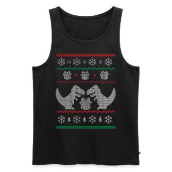 Noël moche dinosaures de Noël dinosaures - Débardeur bio Premium Homme - noir - Devant - Michal (187cm)