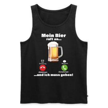 My beer calls me I have to go! Funny sayings - Men's Premium Organic Tank Top - black - Front - Michal (187cm)