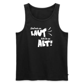 Motorrad fahren Sind wir zu laut bist du zu alt - Männer Premium Bio Tank Top - Schwarz - Vorne - AI Model Male 178 light (178cm)
