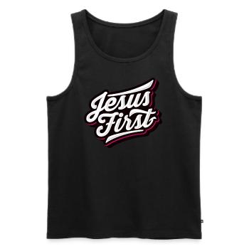 Jésus Premier Pray Prier Dieu foi religion - Débardeur bio Premium Homme - noir - Devant - Michal (187cm)