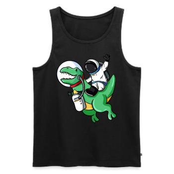 Astronaut rides T-Rex dinosaurs - Men's Premium Organic Tank Top - black - Front - AI Model Male 178 light (178cm)