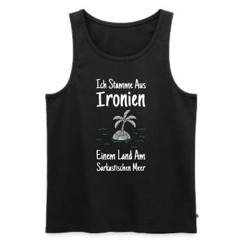 Ich komme aus Ironien ironische Ironie - Männer Premium Bio Tank Top - Schwarz - Vorne - Michal (187cm)