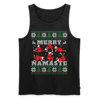 Merry Namaste Noël Yoga Meditation Santa - Débardeur bio Premium Homme - noir - Devant - AI Model Male 178 light (178cm)