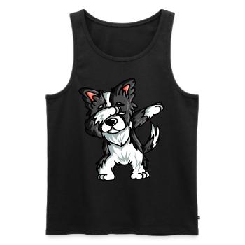 Border Collie maman chien mère - Débardeur bio Premium Homme - noir - Devant - AI Model Male 178 light (178cm)