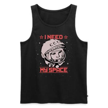 Gagarine - J'ai besoin de mon astronaute cosmonaute de l'espace - Débardeur bio Premium Homme - noir - Devant - AI Model Male 178 light (178cm)