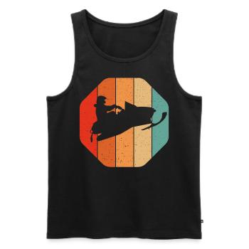 T-shirt rétro de traîneau de motoneige vintage - Débardeur bio Premium Homme - noir - Devant - Michal (187cm)