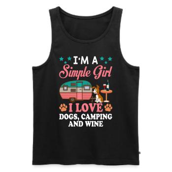 Je suis une fille simple, j'aime les chiens, le camping et le vin - Débardeur bio Premium Homme - noir - Devant - Michal (187cm)