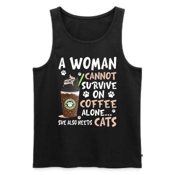 A Woman Cannot Survive On Coffee Alone - Männer Premium Bio Tank Top - Schwarz - Vorne - AI Model Male 178 light (178cm)