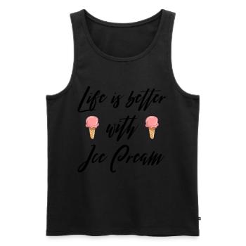 Life is better with ice cream V2 - Men's Premium Organic Tank Top - black - Front - AI Model Male 178 light (178cm)