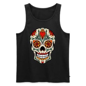 Dia de los Muertos skull skeleton day of the dead - Men's Premium Organic Tank Top - black - Front - AI Model Male 178 light (178cm)