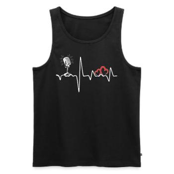 Mikrophon Herzschlag Musiker Sänger Sänger T-Shirt - Männer Premium Bio Tank Top - Schwarz - Vorne - Michal (187cm)