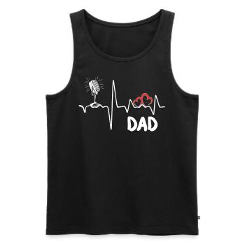 Microphone battement de coeur musicien chanteur chanteur papa tee - Débardeur bio Premium Homme - noir - Devant - Michal (187cm)